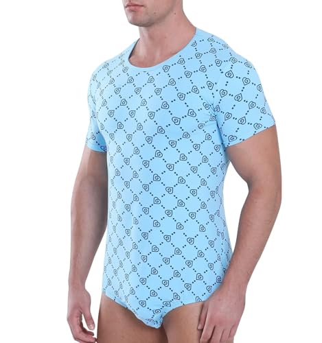 Mens Shapewear Short Sleeve Pajamas One Piece Romper Basic Onesie for Mens4