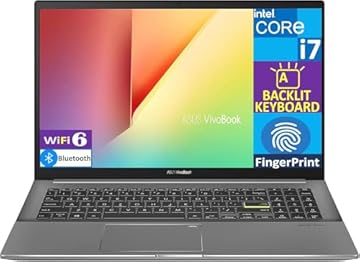 ASUS VivoBook 15.6" Full HD Business Laptop (Intel i7-1165G7 4-Core, 8GB RAM, 512GB PCIe SSD, Intel Iris Xe, Backlit KYB, WiFi 6, Bluetooth 5.1, Thunderbolt 4, Fingerprint Reader, Win11P) (Renewed)