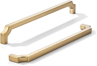 khtumeware 2-Pack 8 Inch Square Champagne Bronze Cabinet Pulls,Honey Bronze Solid Zinc Alloy Heavy-Duty Handles for Kitchen/Bathroom Cabinets, Drawers & Cupboards (8 Inch Center to Center)