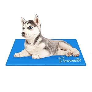 pecute Dog Cooling Mat S 50x40cm, Pet Cool Mat Gel Self Cooling Pad for Dogs and Cats in Hot Summer, Blue