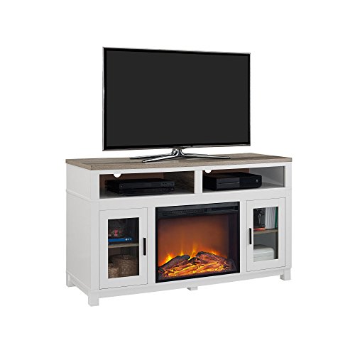 Ameriwood Home Carver Electric Fireplace Tv Stand For Tvs Up To 60" Wide, White #TOP3