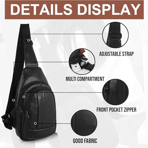 Image of Half Moon Echelon Crossbody Sling Bag for Men Slim Vegan Leather Chest Bag for Men Women for Upto 8-inch iPad Small Shoulder Side Bag Water-resistant Mobile Passport Bag Travel Office