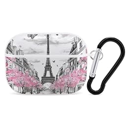 Paris Eiffel Tower Design Case Compatible with AirPod Pro Case 2019 with Keychain Shockproof Protective