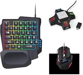 【ゲーミングフルセット】PC マウス　キーボード　周辺機器 バラ売り可 Amazon.co.jp: メカニカル式、専用コンバーター付き、片手キーボード