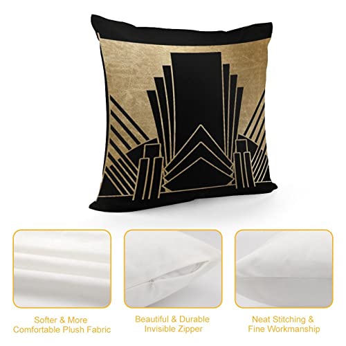 Rurals Art Deco Design Black Gold Decorative Pillow Covers Cozy Soft Throw Pillowcase Square Couch Cushion Cover For Home Decor Sofa Living Room Bed Car 18X18 Inch #TOP2