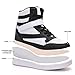 UBFEN Womens High Top Sneakers with Hidden Wedge Heel Ankle Support 2 Inch Height Increase 80s Retro Casual Boots Black White Size US 8.5