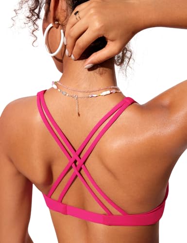 Image of CRZ YOGA Twist Front Bikini Tops | Removable Pads, A-C Cup, V Neck, Criss Cross Back, Swim, Bathing Suit Bra for Women