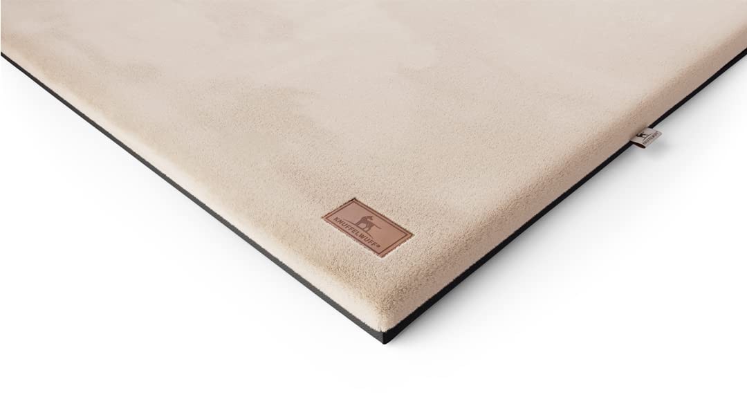 Knuffelwuff Orthopädische kuschelige Hundematte Berrith aus weichem Kaninchenfell-Imitat 120x85cm Beige - Hundekissen für große, mittelgroße und kleine Hunde - Für Zuhause, Auto, Wohnmobil, Wohnwagen