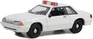 Greenlight 43008-L Hot Pursuit - 1987-93 Fox Body Mustang SSP Police - with Light and Push Bar 1/64 Scale