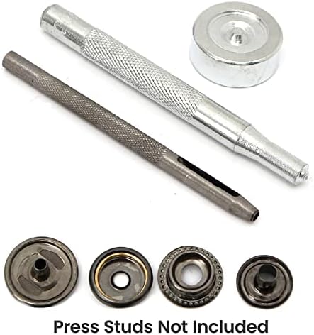 Trimming Shop 15mm Press Studs Fixing Tool Kit with Hollow Hole Punch, Snap Fastener Button Setting Hand Tool Set, Equipment for Sewing, Leather Crafts, and Clothing Repair