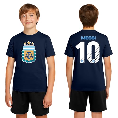 Icon Sports Officially Licensed Argentine Football Association Lionel Messi Cotton T-Shirt - Unisex Kids - AFA699CT Navy YM