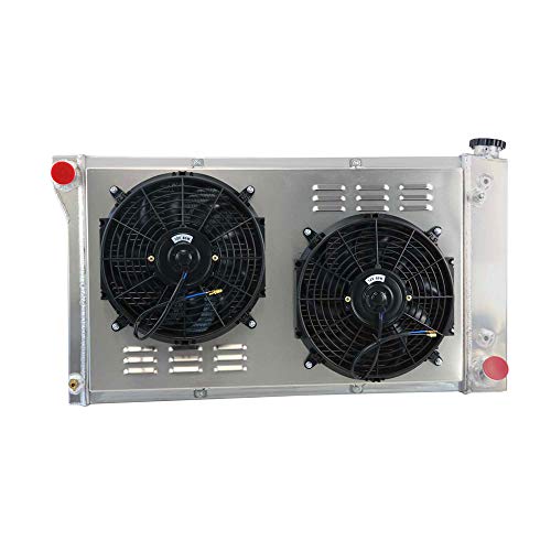 OzCoolingParts New Designs 3 Row Core Full Aluminum Radiator + 2 x 12" Fan w/Louver Shroud for 1967-1972 Chevy GMC C/K/S/T/G Series C10 C20 K10 K20 K30 Suburban Pickup Truck Blazer