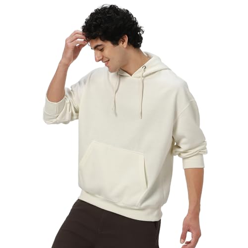 Image of Urbano Fashion Men's Cotton Solid Oversized Hooded Neck Sweatshirt