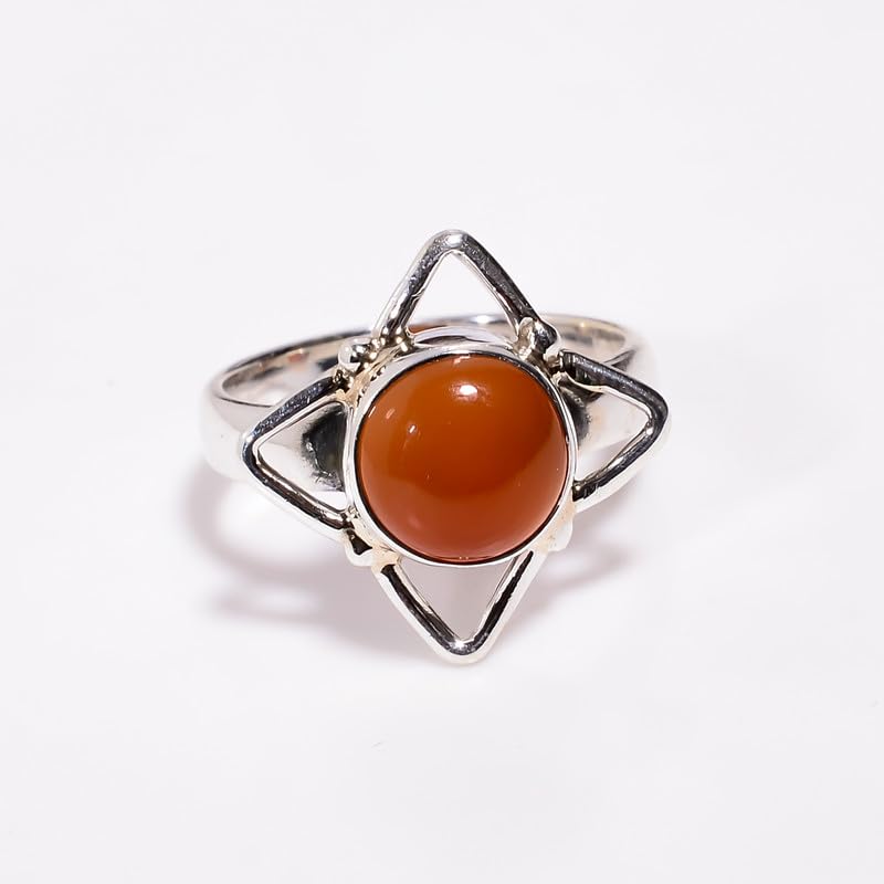 Bague en cornaline argentée pour accessoire de mode du quotidien