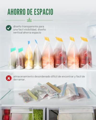 Miniatura 5 de Bolsas Silicona Reutilizables De 20 Piezas, Bolsas De Congelación Verticales, Bolsas De Almacenamiento, Bolsas De Carne Para Bocadillos De Leche Vegetal De Cocina, Viajes 6 Grandes Naranjas