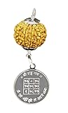 Vishaka Arts Rahu Planet Kavach/Rahu Graha Anhänger/8 Mukhi Nepal Rudraksha mit Silber Yantra Anhänger IGL Lab zertifiziert, Medium 22mm-24mm, Stoff Stoff Stoff Rudraksha, Kein Edelstein
