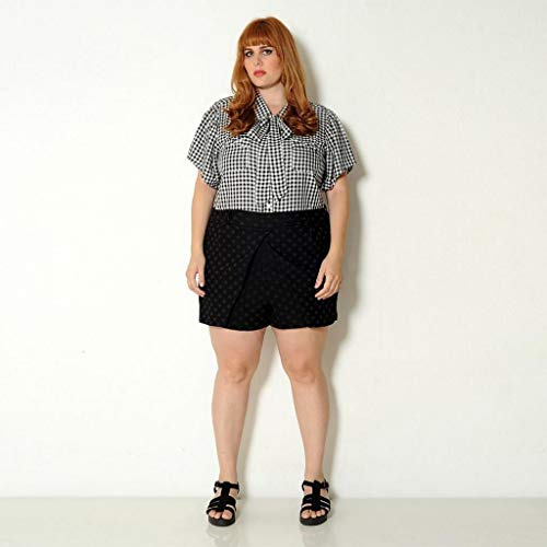Short Saia Poá Plus Size com Laço Preto