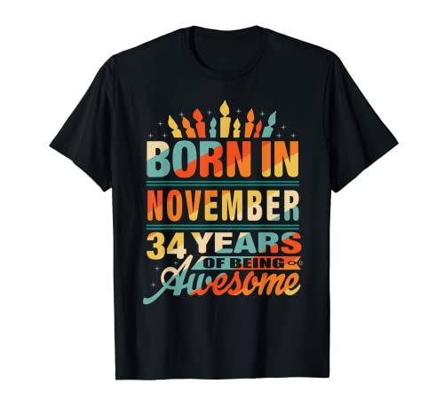 November 1987 34 años de edad 34 cumpleaños regalo vela gráfico Camiseta