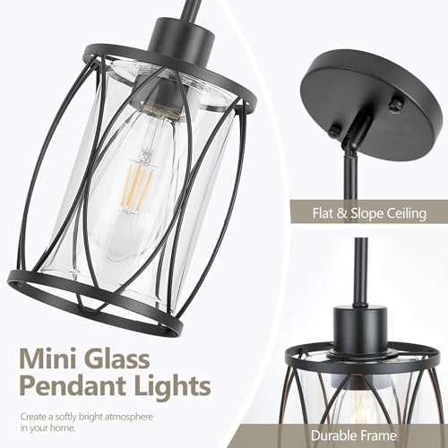 Image of Glass Pendant Lights Kitchen Island Black, 1 Pack