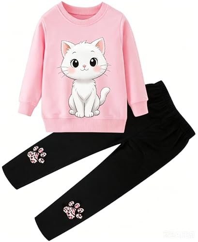 Image of Girls 2 Piece Outfits Toddler Girls Leopard Print T-Shirt and Leggings Set School Outfits Girl Clothes Fall Sets