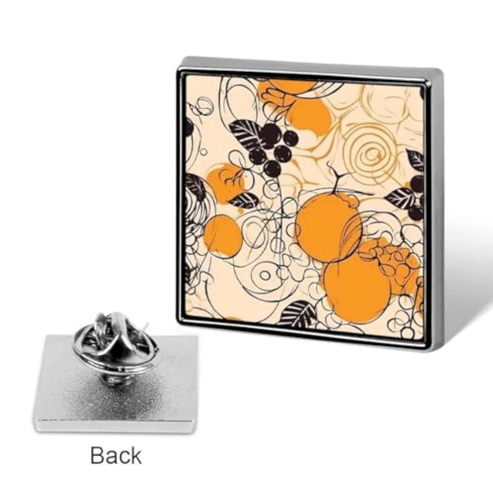 Yellow Pattern Square Lapel Pin, Bright Accessory