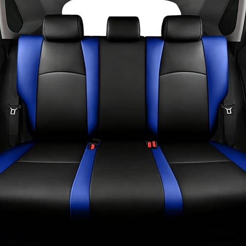 Image of AOMSAZTO Car Seat Cover Fit for Toyota CHR 2018-2022 Faux Leather Seat Covers Protector Compatible Airbag Waterproof C-HR Full Set Black&Blue | CHR Seat Covers Premium Faux Leather Breathable Compatible Airbag Scratch Resistant 1:1 Customized Seat Cushion Protectors