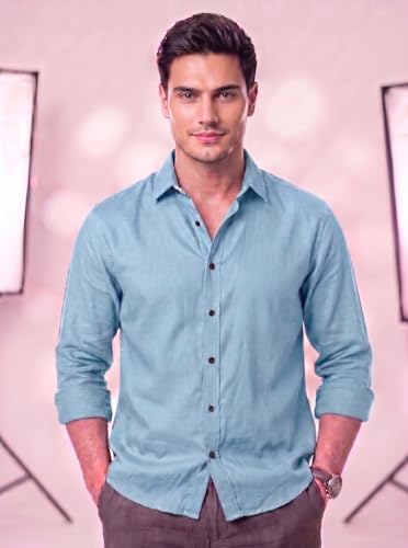 Image of Men's Cotton Blend Solid Casual Shirt Regular Fit Full Sleeve Shirt for Men Plain Formal & Casual Wear Collared Button Down Shirt