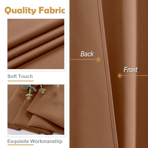 Image of Aiyufeng Sun Baked Blackout Curtains for Bedroom 84 Inch Length 2 Panels Set, Solid Thermal Insulated Privacy Living Room Window Treatment Curtains Blackout Drapes, W40 x L84 Inch, Sun Baked