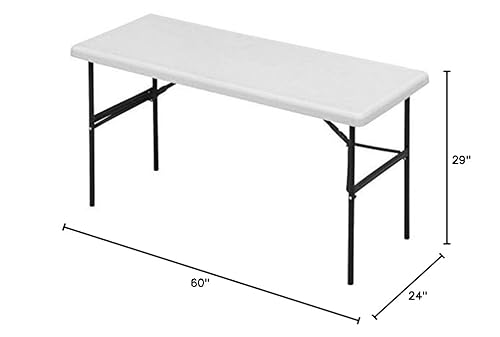 Miniatura 8 de Iceberg Mesa plegable de resina con patas de acero indestructable Too serie 1200, capacidad de 300 libras, 60 pulgadas de largo x 24 pulgadas de