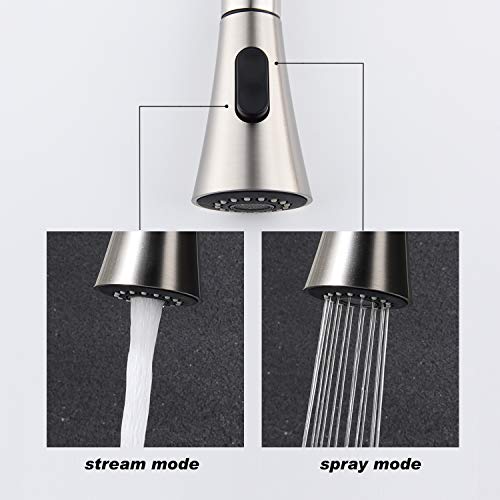 Robinet de cuisine extractible avec buse rotative 360° en inox brossé