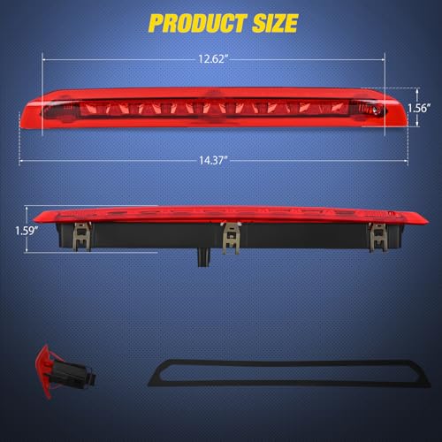 Image of Nilight Third Brake Light Tail High Mount 3rd Stop Lights Red Lens Compatible with Ford Escape 2013 2014 2015 2016 2017 2018 Van SUV Rear Center Cab Lamp