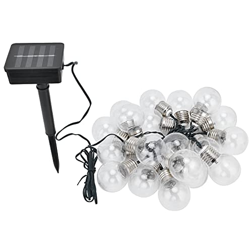 Xcello Solar String Lights 20Leds G50,Solar Powered Outdoor String Lights,Patio Lights Waterproof Energy Efficient for Backyard Bistro Pergola Party Decor (S-White Light)