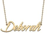 HUAN XUN Deborah Name Necklace for Women Stainless Steel Pendant Letter Necklace for Mom Women Gifts