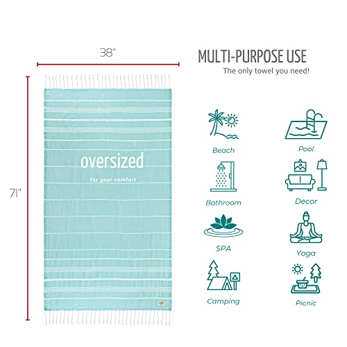 Turkish Beach Towel, Lush Cotton Quick Dry Towel, Soft, Absorbent Sand Free Beach Towels For Adults Use For Pool, Bath, Travel, Extra Large Beach Towel Set Of 6, 38X71 (Purple & Teal & Aqua, 6) #TOP5