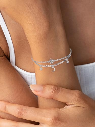 Palpitate Sun Moon Stars Bracelet Sterling Silver Bracelets for Women Crescent Moon Jewelry Gifts for Daughter Friends Wife4