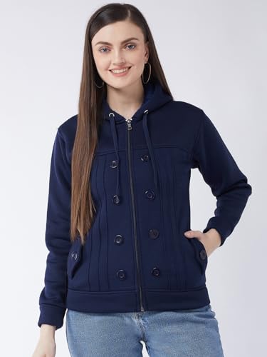 Image of Pivl Casual Solid Full Sleeves Stylish Women Fleece Jacket with Zipper Hoodie II Hooded Neck II Winter Wear