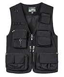 KTWOLEN Gilet da Pesca da Uomo Leggero Traspirante Panciotto ad Asciugatura Rapida Giubbino Multi-Tasca Giacca Senza Maniche per la Fotografia di Pesca in Campeggio Escursionismo, Nero, 3XL