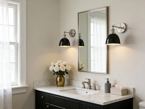 Phansthy 2 Stücke Wandleuchte mit Metall-Schirm Wandlampe Industrial Design, Innen Vintage Loft-Wandlampe E27 max. 40W für Wohnzimmer Schlafzimmer Büro Küche Flur Küche(Schwarz)