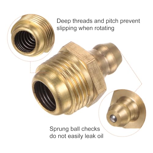 Image of HARFINGTON 15pcs Brass Straight Grease Fitting M12x1mm Metric Thread Hydraulic Grease Nipple Accessories for Car