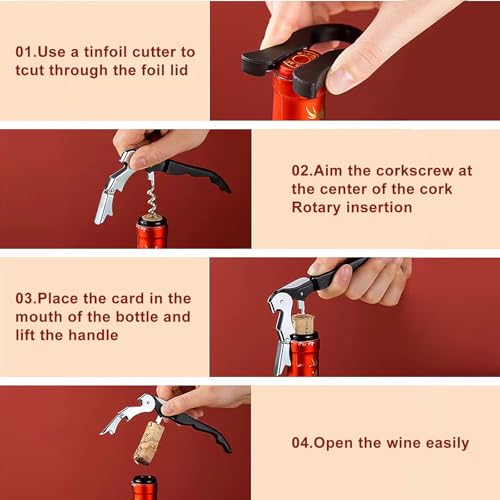 TOSUTO Decantador De Vino,Accesorios para Vino,Decantador De Vino con Soporte para Brazo,con Tapón De Vino Tinto,Cortador De Papel De Aluminio,Vertedor De Vino,Anillo Antifugas,Abridor De Botellas - imagen 5