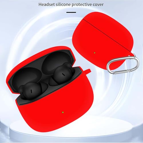 Image of Anvique Silicone Case Cover for Oneplus Nord Buds 4 Pro, Scratch Resistance, Shock Absorption, with Premium Carabiner (Red R)