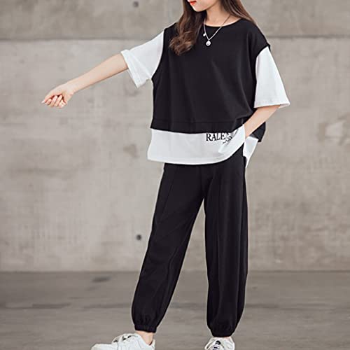 irene inevent Conjunto de roupas de verão para meninas e meninas com emenda de camisetas com cintura