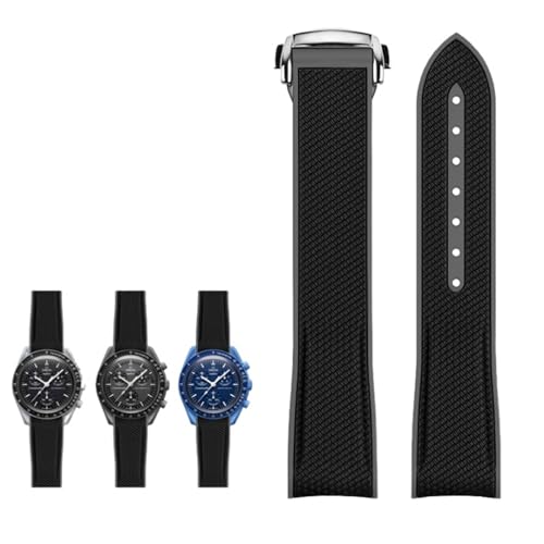 Bracelet montre caoutchouc 20mm pour Omega X Swatch MoonSwatch noir