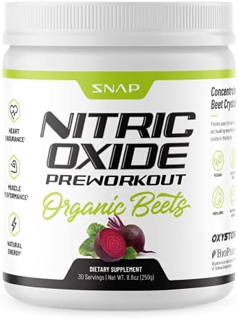 Pre Workout Beet Root Powder - Organic Nitric Oxide Pre Workout Booster, Natural Energy & Blood Flow - Beets Superfood Support Muscle Performance, Heart Health & Endurance, 250g (30 Servings)