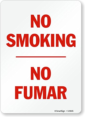 Interdiction de fumer étiquette vinyle rectangulaire Smartsign S-9645-EU 35,6x25,4 cm