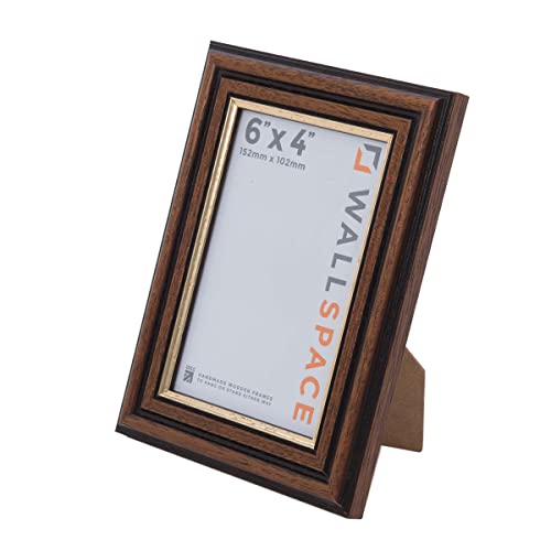 Wall Space 6x4 Brown Frame with Gold Inset, Brown with Gold Line, 6x4 inches
