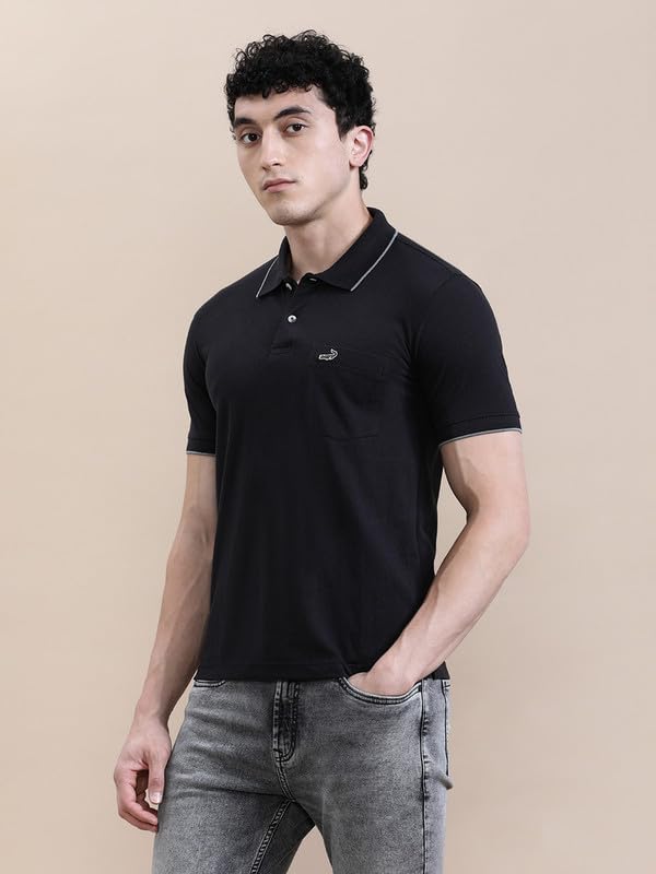 Image of CROCODILE Men Solid Polo T-Shirt | 100% Cotton | Short Sleeve | Slim Fit | Button Placket White