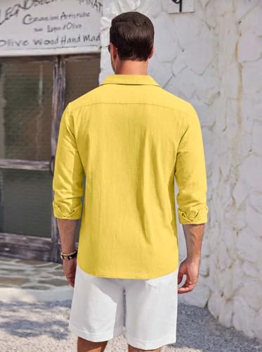 Image of Zombom Men's Cotton Blend Shirt with Full Sleeves Solid Pattern Cuban Collar Neck Line Regular Fit and Standard Length | Solid Shirt for Man Cotton | Shirts for Mans
