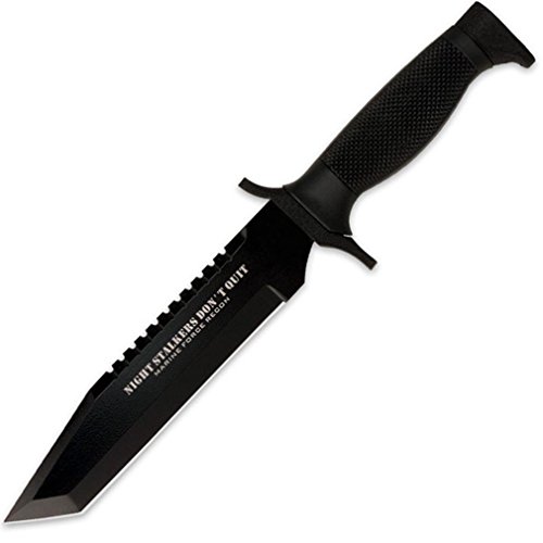 United Cutlery UC2830 Nightstalker Combat Sawback Tanto Knife with Sheath, Black - United Cutlery
