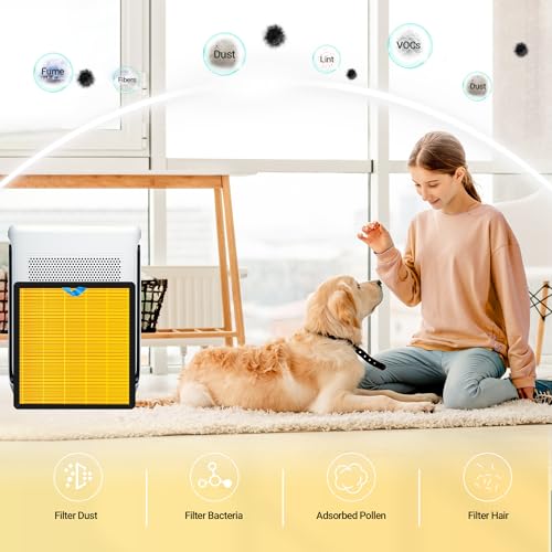 Improvedhand Vital 100S HEPA Replacement Filter Pet Care Compatible With LEVOIT Vital 100S/100S-P Air Purifier, High-Efficiency 3-IN-1 True HEPA and Activated Carbon Filters, Pack of 2, Yellow